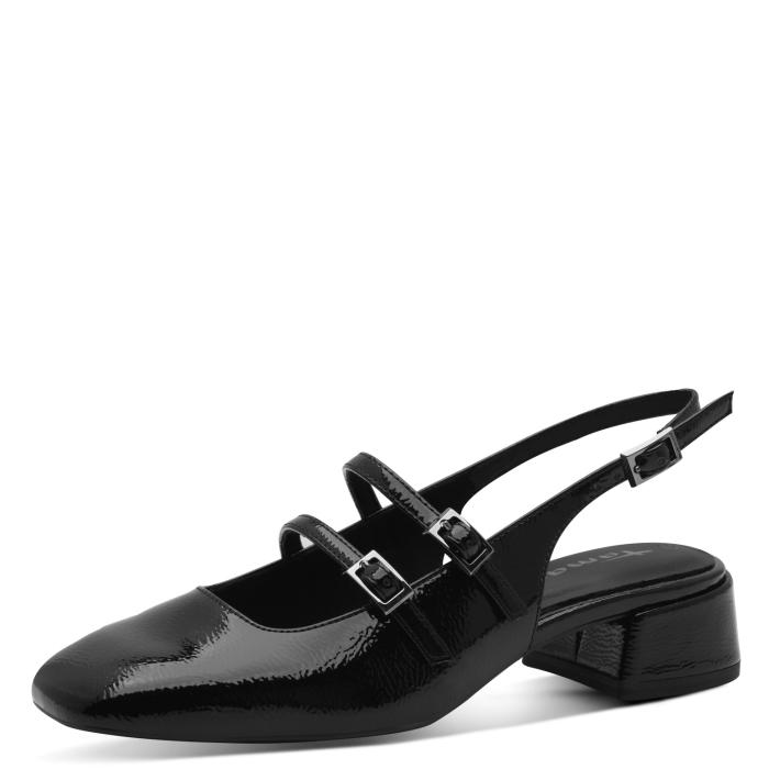 Tamaris lodička bez paty 29510 Black Patent lak, velikost 40